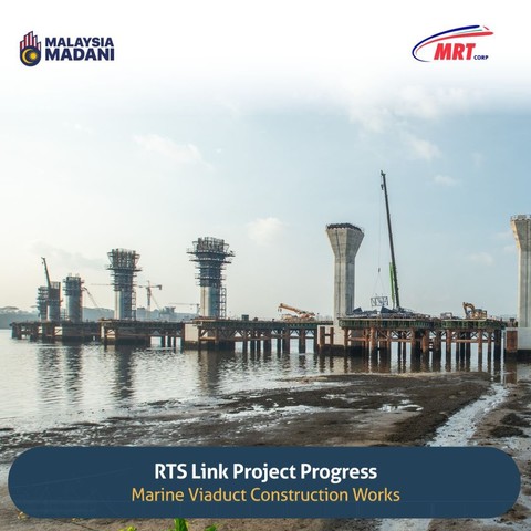 Ground view of Marine Viaduct Construction Works as part of the progress on RTS Link Project.