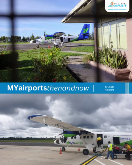 Image showing comparison between the old runway at Mukah STOLport and the new runway at Mukah Airport.