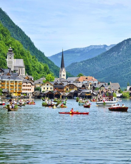 Lake Hallstatt is a scenic lake in the Salzkammergut region of Austria