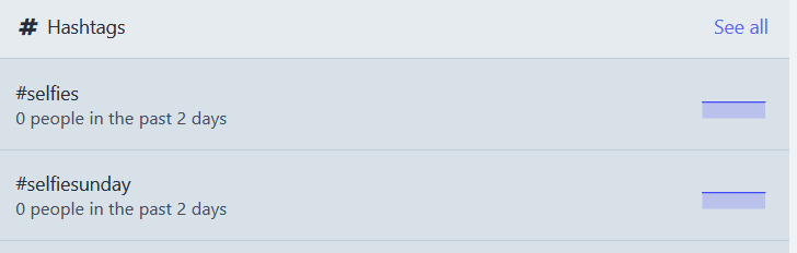screengrab of hasthag selfies, the punchline is that 0 has used that hashtag and that it is what is different with mastodon. It looks outwards