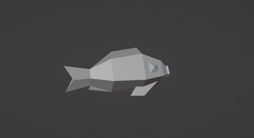 An untextured low poly goldfish