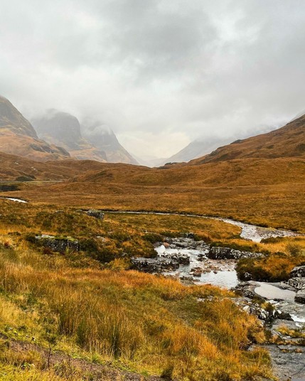 Glencoe Valley in western Scottish Highlands