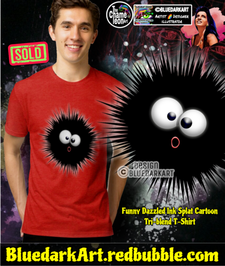 Funny Ink Splat Character Copyright BluedarkArt TheChameleonArt ● T-shirts available for sale in the BluedarkArt Redbubble Shop