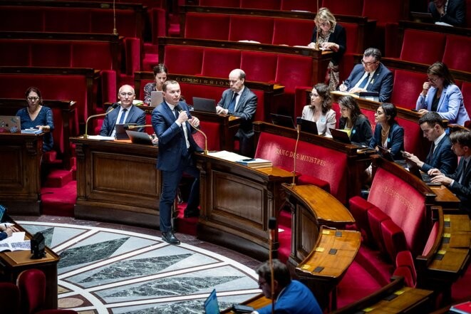 Olivier Dussop à l'Assemblée nationale le 27 septembre 2023. © Photo Xose Bouzas / Hans Lucas via AFP