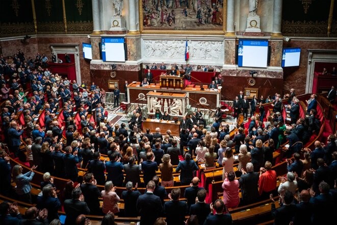 Séance publique des questions au gouvernement français au Palais Bourbon, le 10 octobre 2023. © Crédit Xose Bouzas / Hans Lucas via AFP