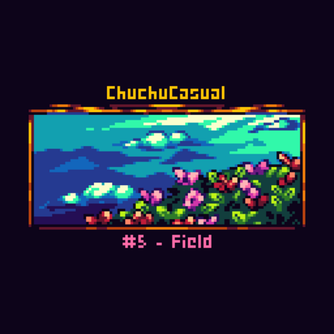 pixel art of a flower field