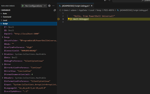 PowerShell Universal Debugger