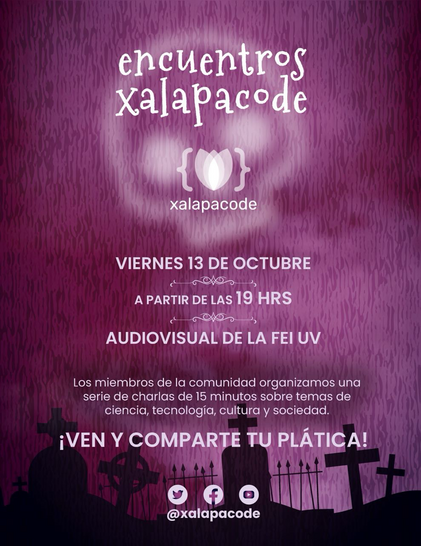 Cartel del evento de XalapaCode del día 13 de septiembre que se realizará en la FEI UV