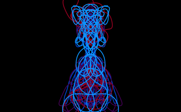 An abstract, symmetrical, and stylized Japanese maid