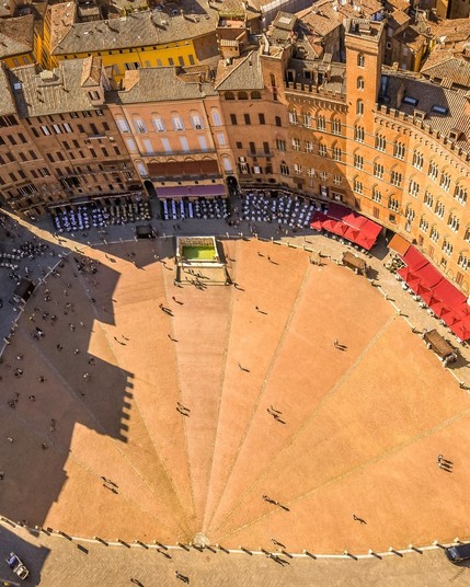 View of Piazza del Campo from Above in Siena, Italy