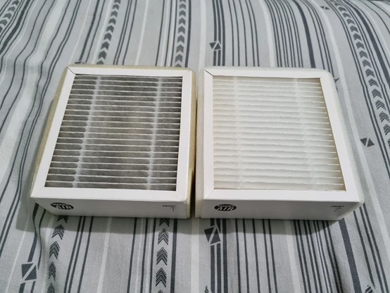 Old and new filter for QT3 Air Purifier.