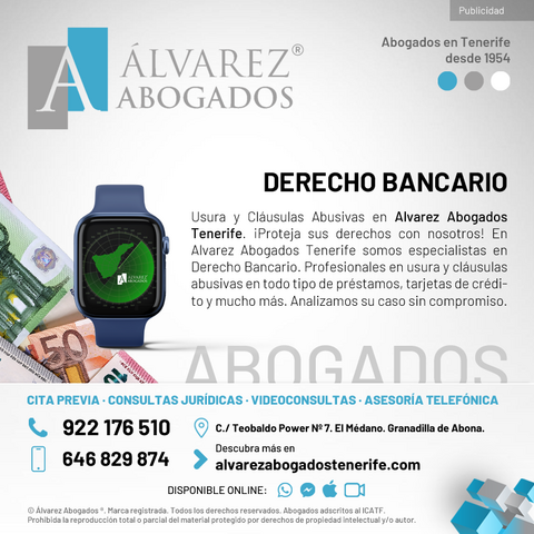 Derecho Bancario, Hipotecario, Usura y Cláusulas Abusivas. Alvarez Abogados Tenerife.