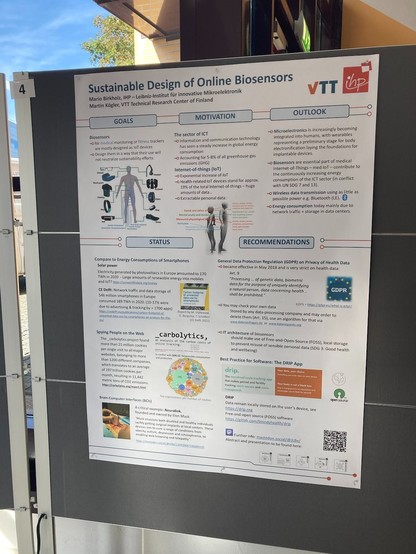 The picture shows the installed poster presentation "Sustainable Design of Online Biosensors" shown at IBID in Senftenberg today. 