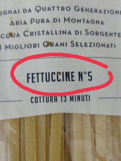 photo of a fettuccine pack with the description
FETTUCCINE N°5