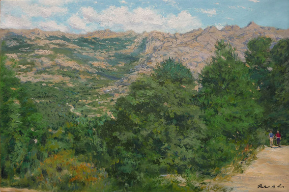 Cuadro al oleo de un paisaje de la Pedriza, Madrid.