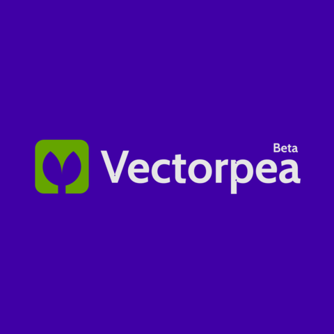 Vectorpea (beta) logo on blue background