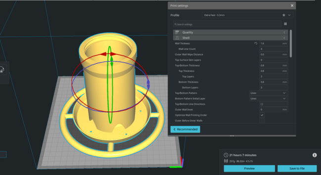 3d model of a bird feeder in sovol slicer program, preparation for 3d printing.