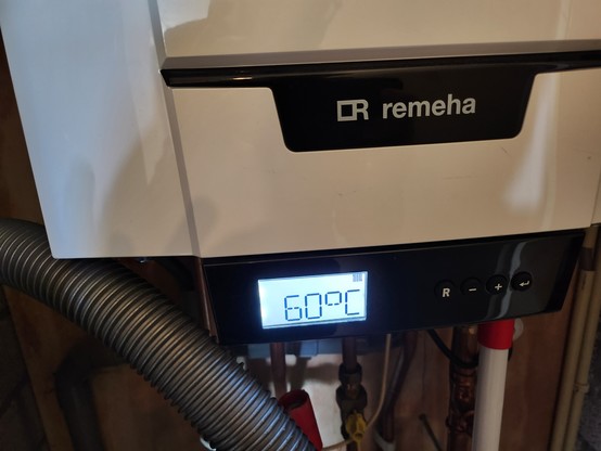 Een Remeha CV-ketel die op 60°C is gezet