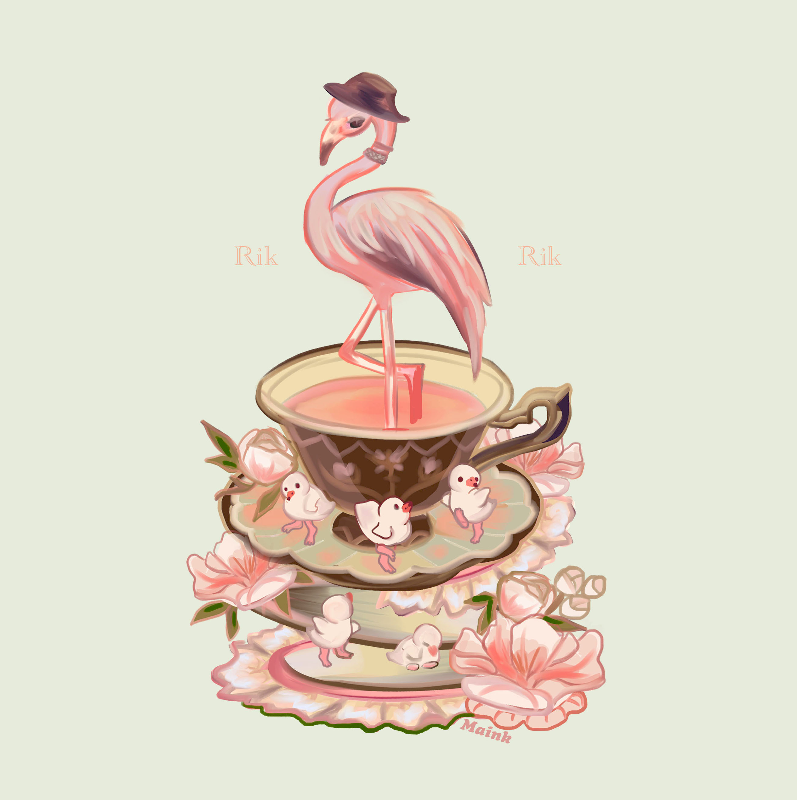 🪞Maink🪞นักวาดฟอลมาเดะฟอลกลับ: "🦩🌸 . . #mainkarts #illustrations #oc # ...