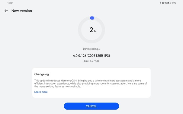 MatePad Pro Update screen