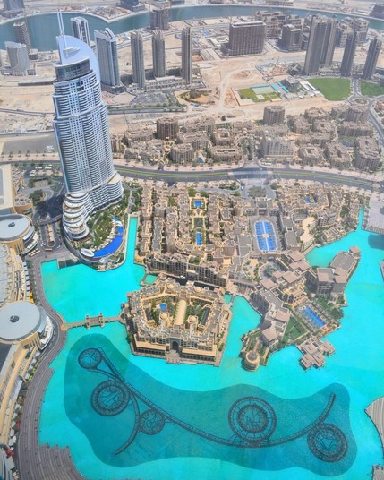 Looking down from the Burj Khalifa in Dubai, the world's tallest skyscraper