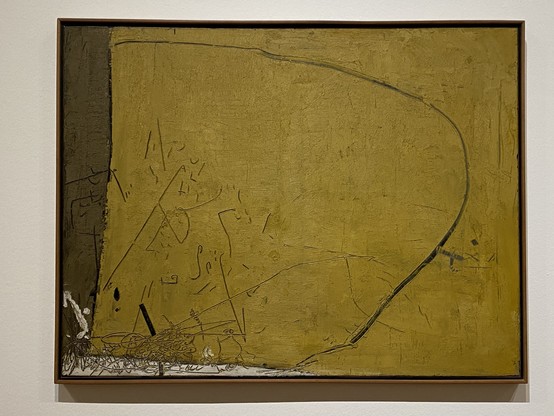 Painting abstract, mostly yellow 