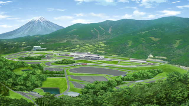 Fuji Speedway from the anime series Overtake! Episode 5.