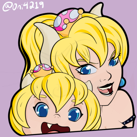Bowsette and Bowsette Jr peeker sticker design