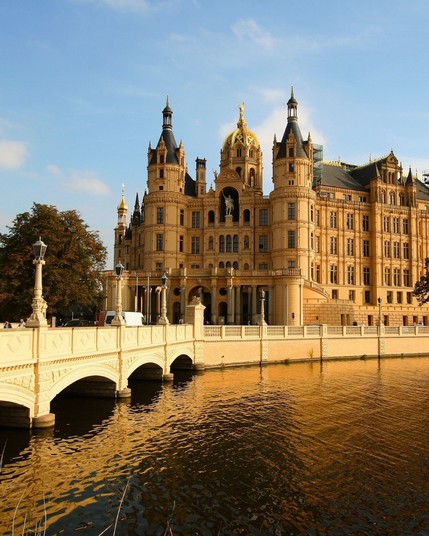 Schwerin Castle in Germany is a stunning example of Romantic Historicism architecture and is situated on an island in Schwerin Lake.