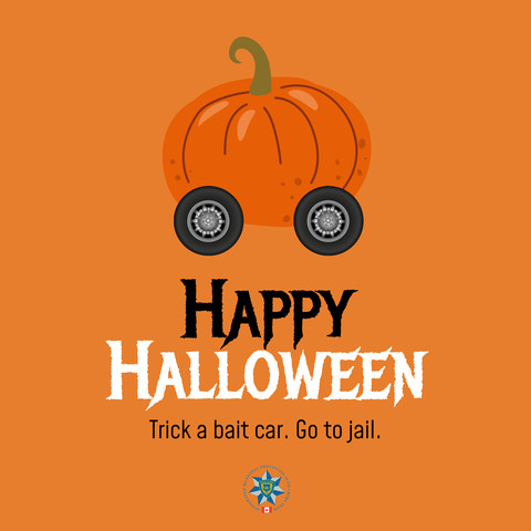 Happy Halloween! A pumpkin dressed up like a car!