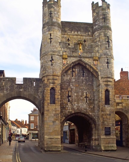 Monk Bar is a historical landmark in York, England. It's the largest and most ornate structure on the city walls.