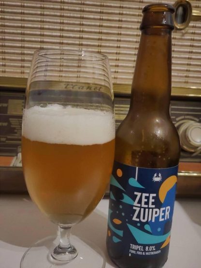 Beer glass and bottle