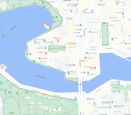 Pitkäsilta ja Siltasaari 2023. (Google Maps)