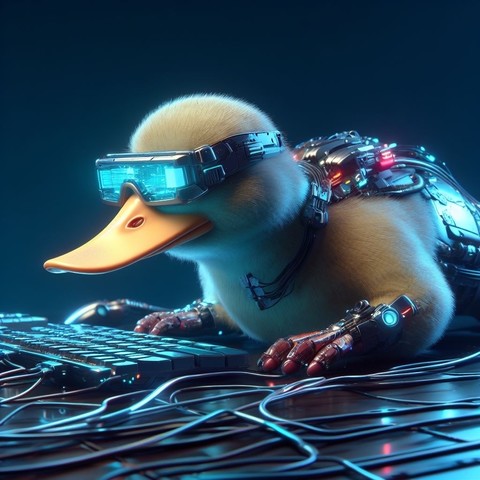 cyberpunk platypus, hyperrealistic