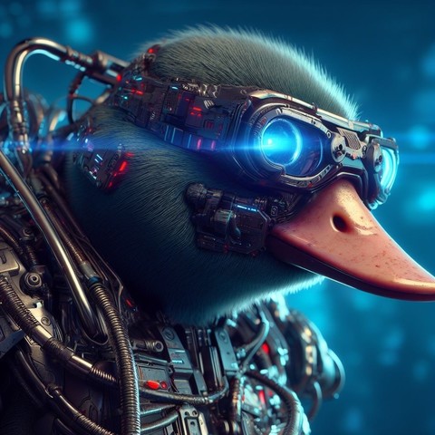 cyberpunk platypus, hyperrealistic