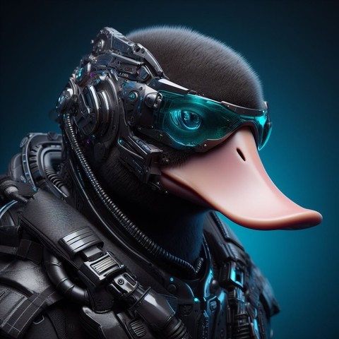 cyberpunk platypus, hyperrealistic