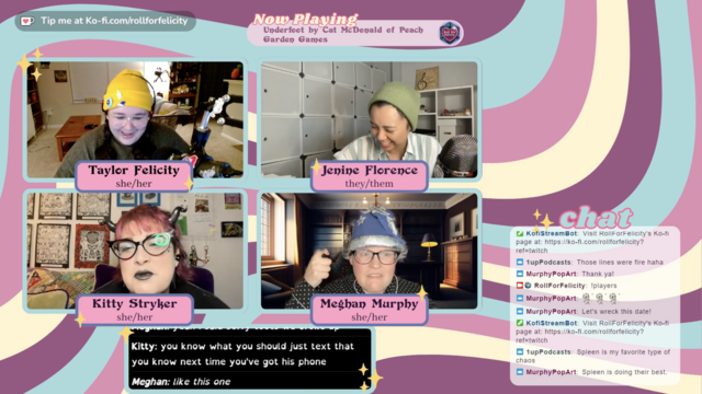Screenshot from streaming game. Four windows with a player camera i each.
