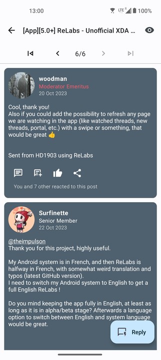 Screenshot showing posts on threads by various users on XDA Developers (Forums)