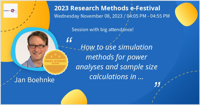 NCRM advert for the "How to" session on:
How to use simulation methods for power analyses and sample size calculations in cluster-randomised designs

Wednesday, 08.11.2023, UK-4pm
