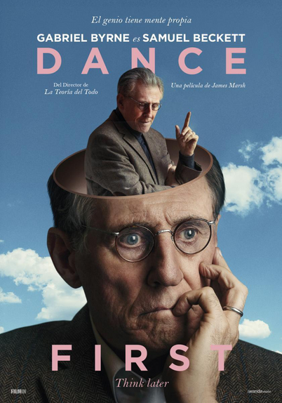 Film poster for the movie Dance First, featuring Gabriel Byrne as Samuel Beckett.