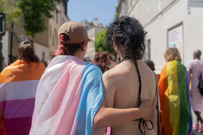 Pride des banlieues à Saint-Denis pour la fin des inégalités d’accès à la PMA. © Photo : Claire Serie / Hans Lucas via AFP