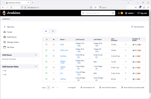 jenkins dashboard screenshot with 7 "green" projects
