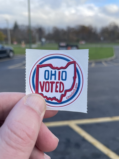 Picture of Ohio Voted sticker held in hand
