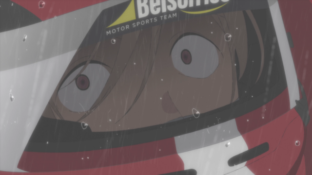Satsuki Harunaga after crashing at Suzuka from the anime series Overtake! Episode 6.