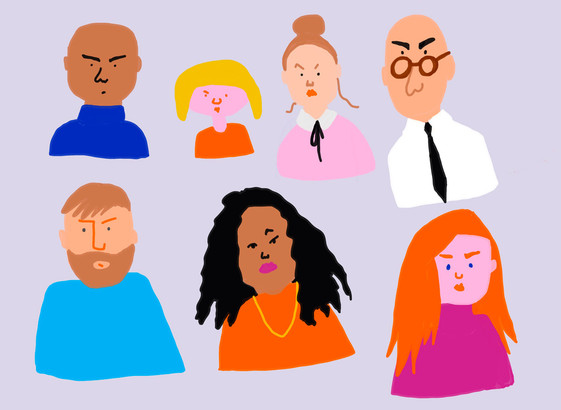 tekening met boze mensen
