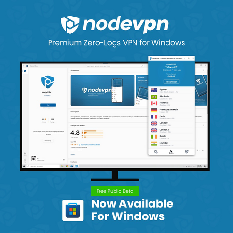 A screenshot of NodeVPN Windows