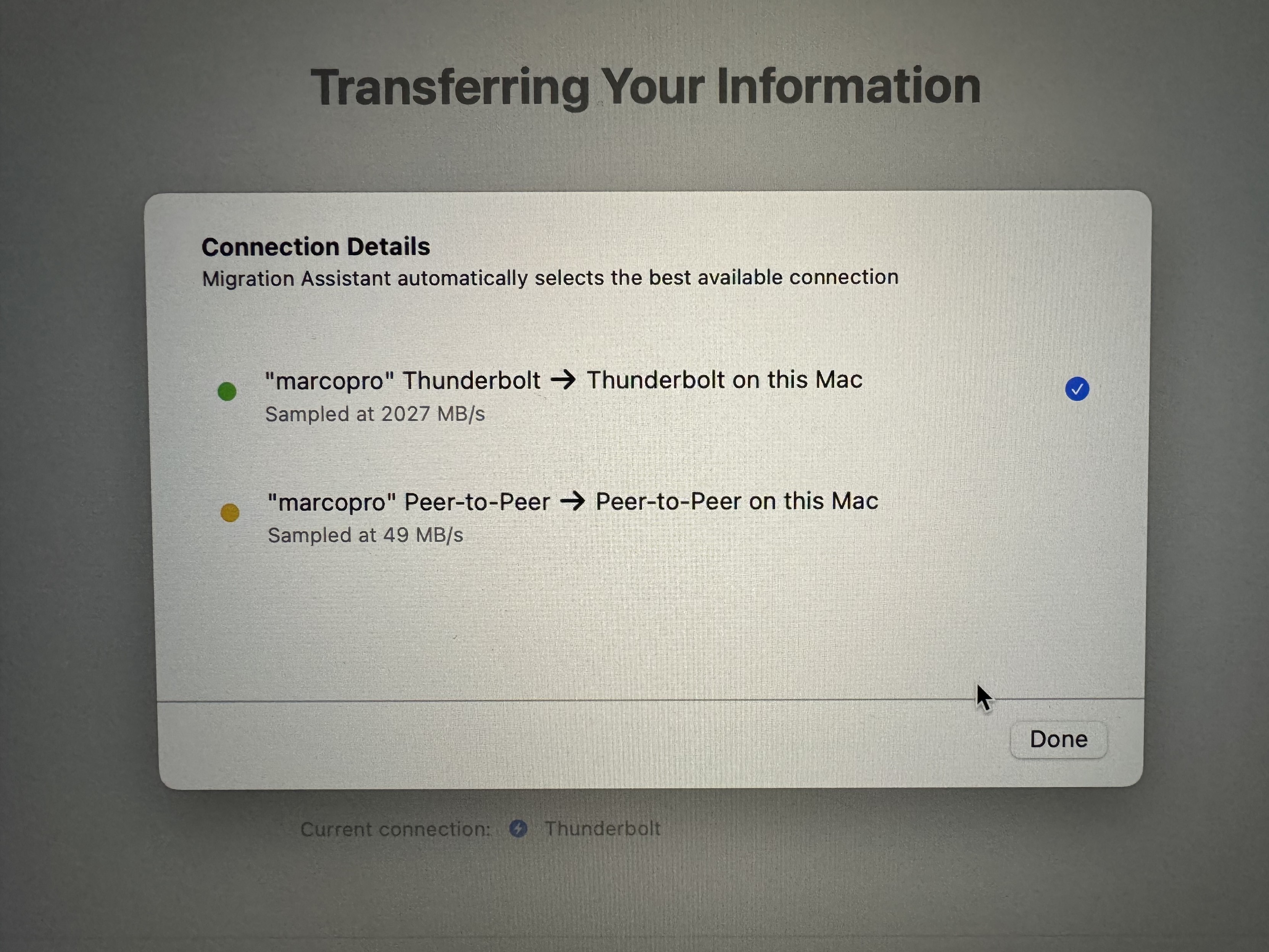Marco Arment "Got Thunderbolt Migration Assistant working! Had
