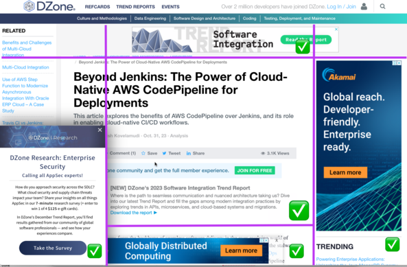 Screenshot of a DZone-article full of advertisement.
