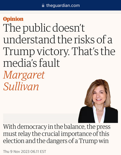 The public doesn’t understand the risks of a Trump victory. That’s the media’s fault
Margaret Sullivan