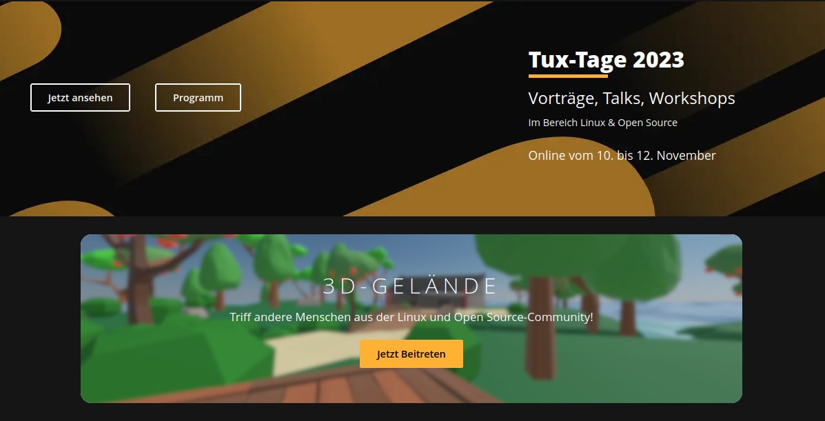 Screenshot der Tux-Tage-Webseite